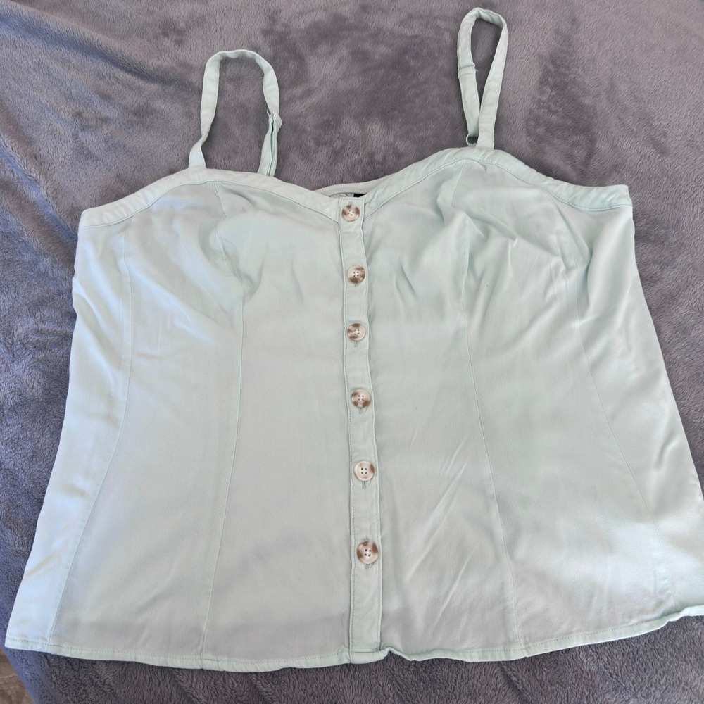 Torrid Tank Top Womens 2X Mint Green Button Front Swing Cami Plus Size Layer